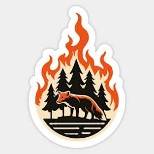 Fox Burning Woods Sticker